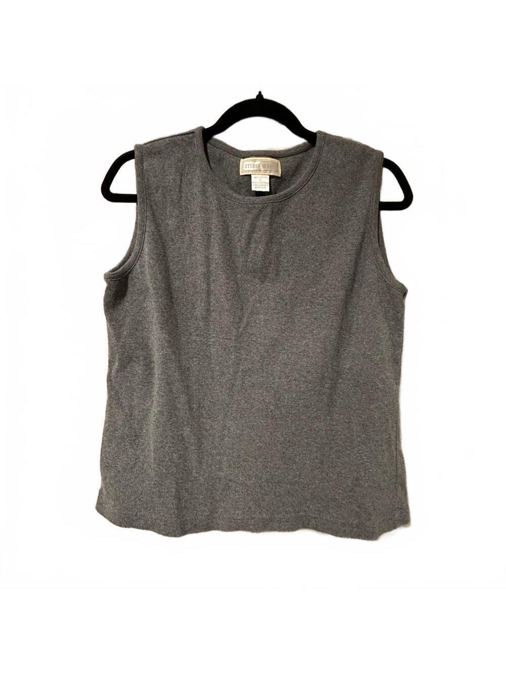 STUDIO Sleeveless Knit Tank Top - Gray